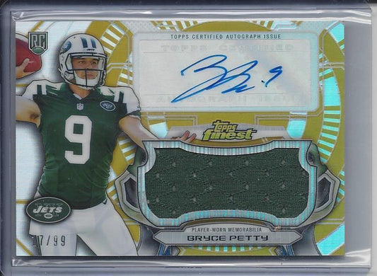 BRYCE PETTY 2015 FINEST GOLD REFRACTOR JUMBO ROOKIE JERSEY AUTO RC #D 17/99