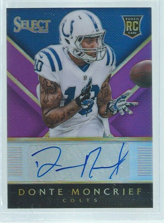 DONTE MONCRIEF 2014 PANINI SELECT PRIZM AUTO FUCHSIA PINK RC #D 13/15