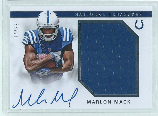 MARLON MACK 2017 PANINI NATIONAL TREASURES JERSEY ON CARD AUTO RC #D 7/99