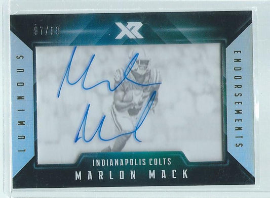 MARLON MACK 2017 PANINI LUMINOUS ENDORSEMENTS ON CARD AUTO RC #D 97/99