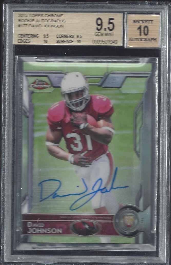 DAVID JOHNSON 2015 TOPPS CHROME ON CARD ROOKIE AUTO RC BGS 9.5 w/ 10 AUTO GEM MT