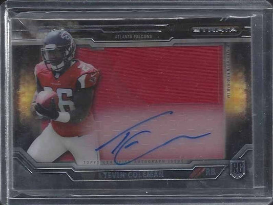 TEVIN COLEMAN 2015 TOPPS STRATA CLEAR CUT JUMBO JERSEY ON CARD ROOKIE AUTO RC