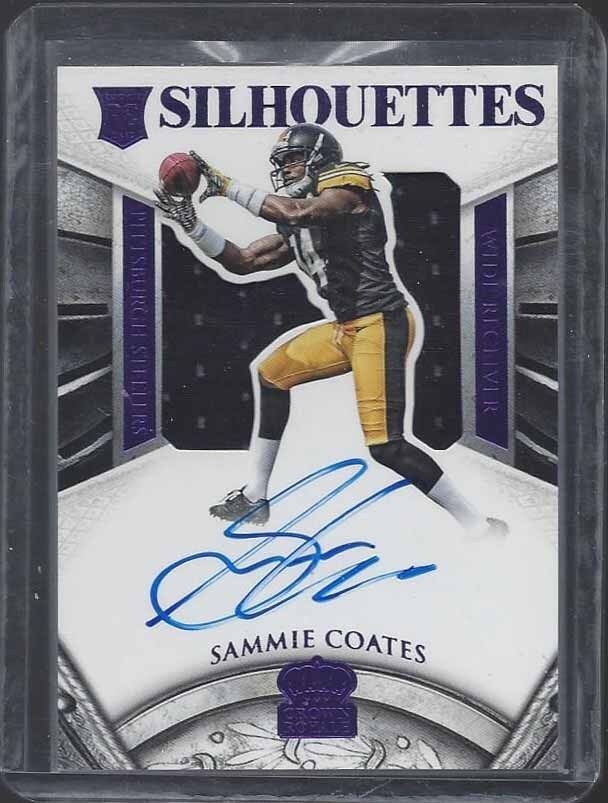 SAMMIE COATES 2015 CROWN ROYALE SILHOUETTE PURPLE JUMBO JERSEY AUTO RC #D 16/25