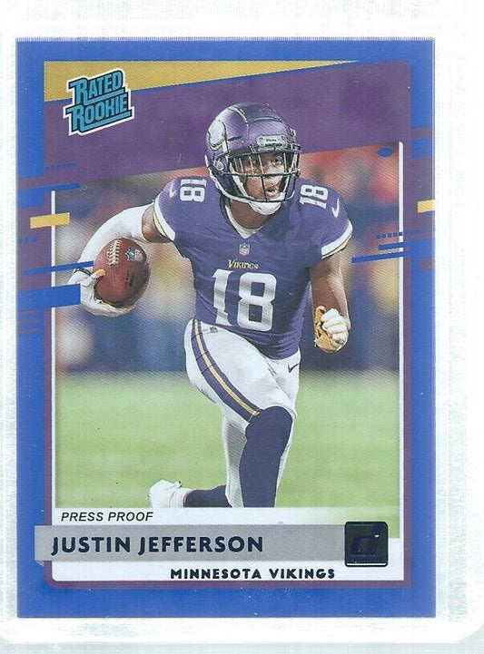 JUSTIN JEFFERSON 2020 DONRUSS RATED ROOKIE PRESS PROOF BLUE RC #313