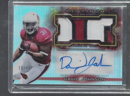 DAVID JOHNSON 2015 TOPPS PLATINUM REFRACTOR 3 COLOR JUMBO PATCH AUTO RC #D 10/40