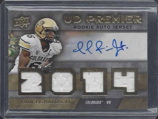 PAUL RICHARDSON 2014 UD PREMIER QUAD ROOKIE JERSEY AUTO RC #D 80/125