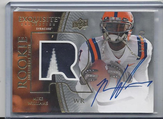 MIKE WILLIAMS 2010 UD EXQUISITE RPA SYRACUSE 2 COLOR PATCH ON CARD AUTO RC /120
