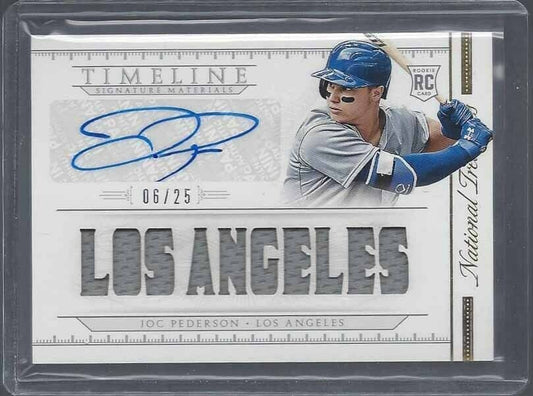 JOC PEDERSON 2015 NATIONAL TREASURES TIMELINE JUMBO JERSEY AUTO RC #D 6/25