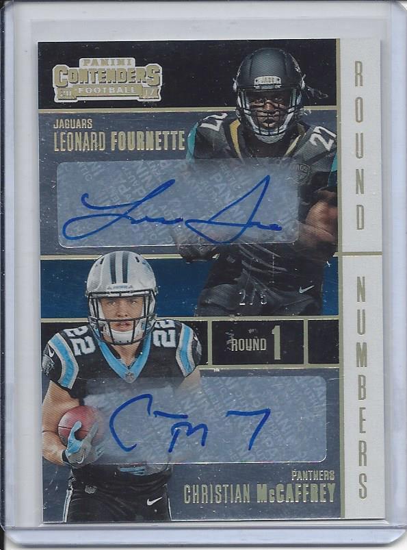 LEONARD FOURNETTE CHRISTIAN MCCAFFREY 2017 CONTENDERS ROUND NUMBERS AUTO RC /5