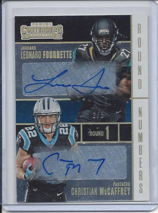 LEONARD FOURNETTE CHRISTIAN MCCAFFREY 2017 CONTENDERS ROUND NUMBERS AUTO RC /5