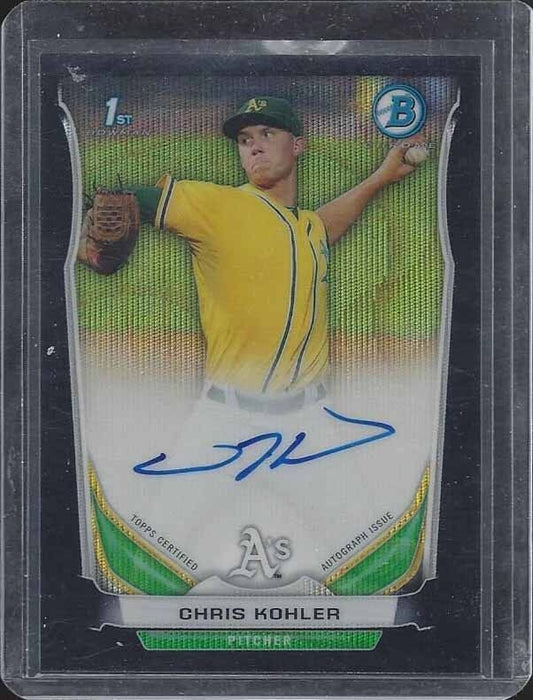 CHRIS KOHLER 2014 BOWMAN CHROME BLACK WAVE REFRACTOR PROSPECT ON CARD AUTO /50