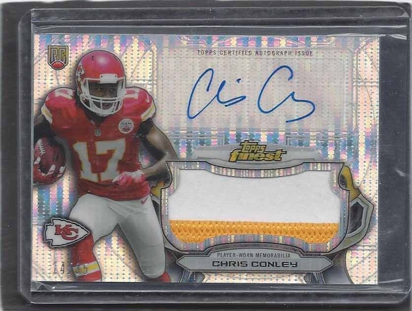 CHRIS CONLEY 2015 FINEST PULSAR REFRACTOR JUMBO ROOKIE PATCH AUTO RC #D 14/35