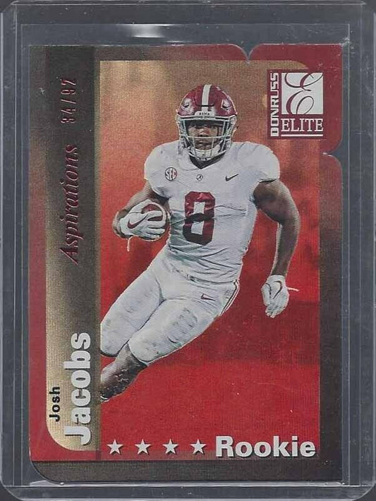 JOSH JACOBS 2019 DONRUSS ELITE ASPIRATIONS ROOKIE RED DIE CUT RC #D 34/92