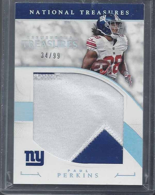 PAUL PERKINS 2016 NATIONAL TREASURES TREMENDOUS JUMBO 2 CLR ROOKIE PATCH RC /99