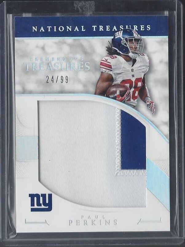 PAUL PERKINS 2016 NATIONAL TREASURES TREMENDOUS JUMBO 2 CLR ROOKIE PATCH RC /99