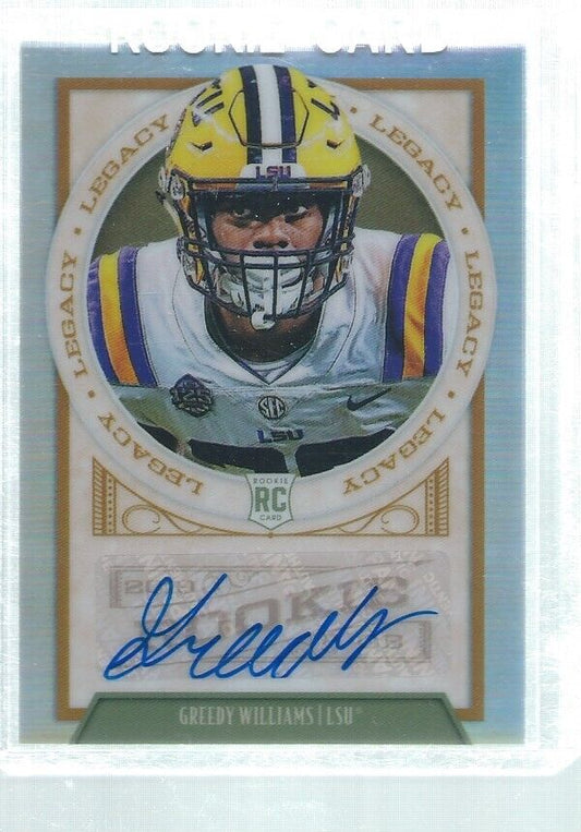 GREEDY WILLIAMS 2019 PANINI LEGACY AUTO SILVER PRIZM ROOKIE RC #168