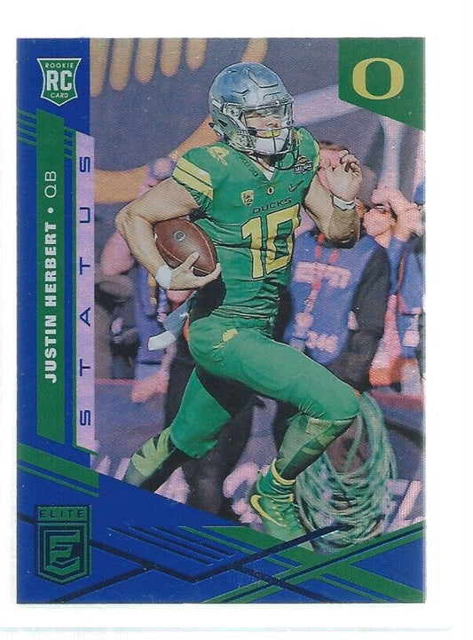 JUSTIN HERBERT 2020 PANINI ELITE STATUS BLUE ROOKIE RC #5