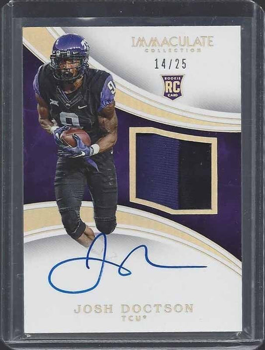 JOSH DOCTSON 2016 IMMACULATE RPA HOLOFOIL TCU 2 COLOR ROOKIE PATCH AUTO RC /25