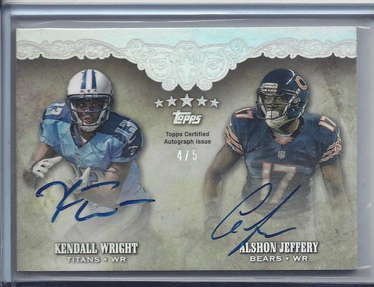 ALSHON JEFFERY KENDALL WRIGHT 2012 TOPPS 5 FIVE STAR HOLOFOIL AUTO RC #D 4/5
