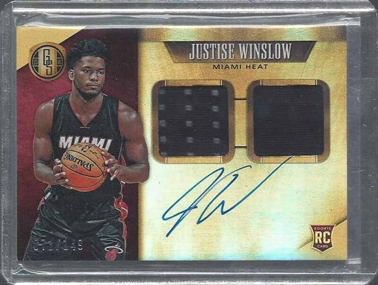 JUSTISE WINSLOW 2015-16 GOLD STANDARD DUAL ROOKIE JERSEY ON CARD AUTO RC #D /149