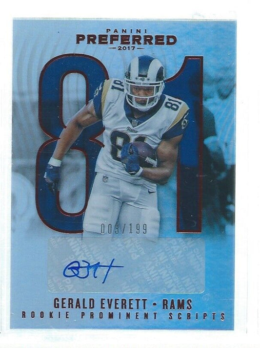 GERALD EVERETT 2017 PANINI PREFERRED PROMINENT SCRIPTS AUTO RED RC #D 3/199
