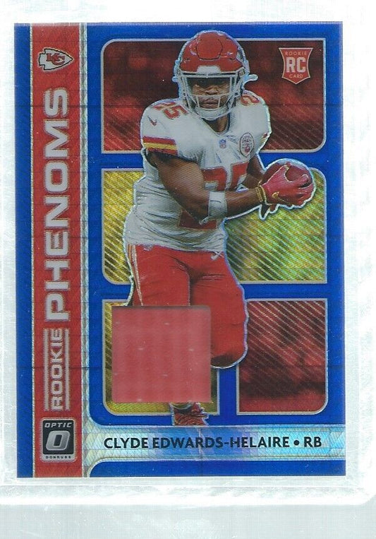 CLYDE EDWARDS-HELAIRE 2020 DONRUSS OPTIC ROOKIE PHENOMS JERSEY BLUE HYPER RC