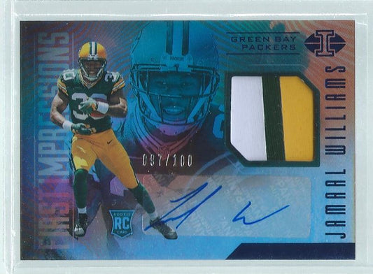 JAMAAL WILLIAMS 2017 ILLUSIONS IMPRESSIONS 3 COLOR PATCH AUTO BLUE RC #D 97/100