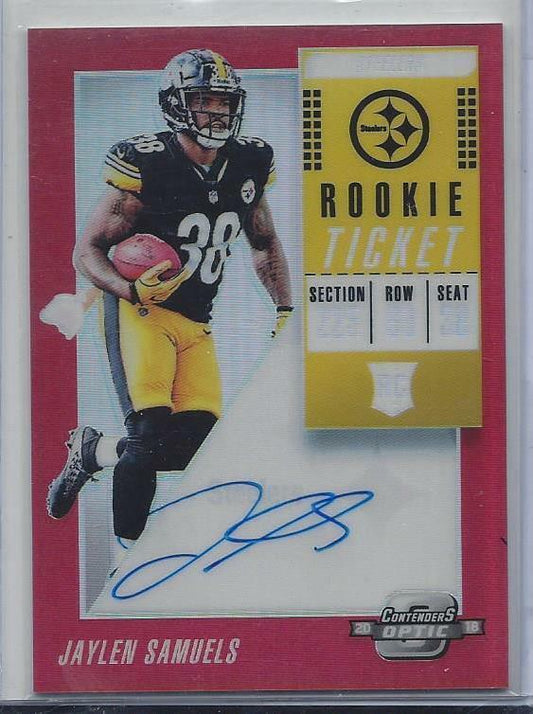 JAYLEN SAMUELS 2018 CONTENDERS OPTIC ORANGE ROOKIE TICKET ON CARD AUTO RC /199