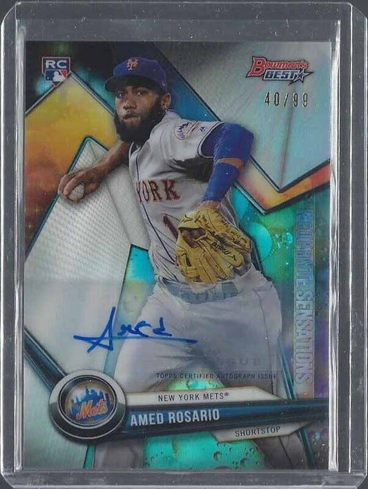 AMED ROSARIO 2018 BOWMANS BEST NEOPHYTE SENSATIONS REFRACTOR AUTO RC #D 40/99