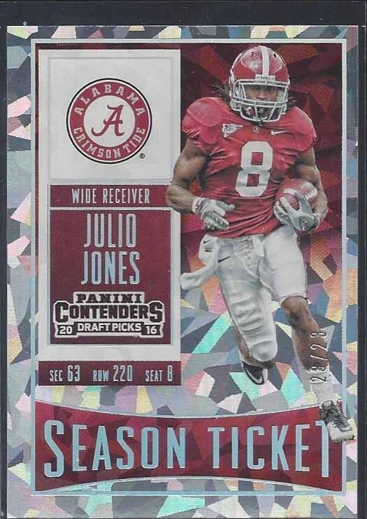 JULIO JONES 2016 PANINI CONTENDERS DRAFT PICKS ALABAMA CRACKED ICE #D 23/23