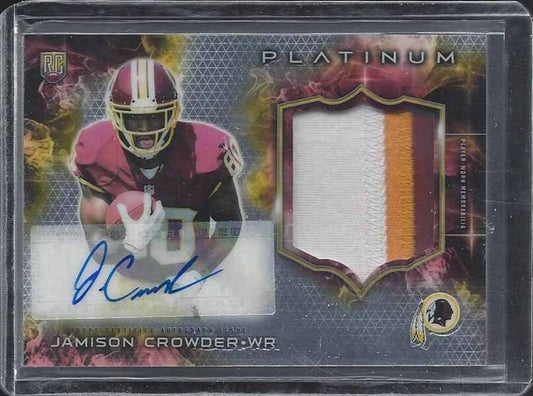 JAMISON CROWDER 2015 TOPPS PLATINUM RPA 3 COLOR JUMBO ROOKIE PATCH AUTO RC