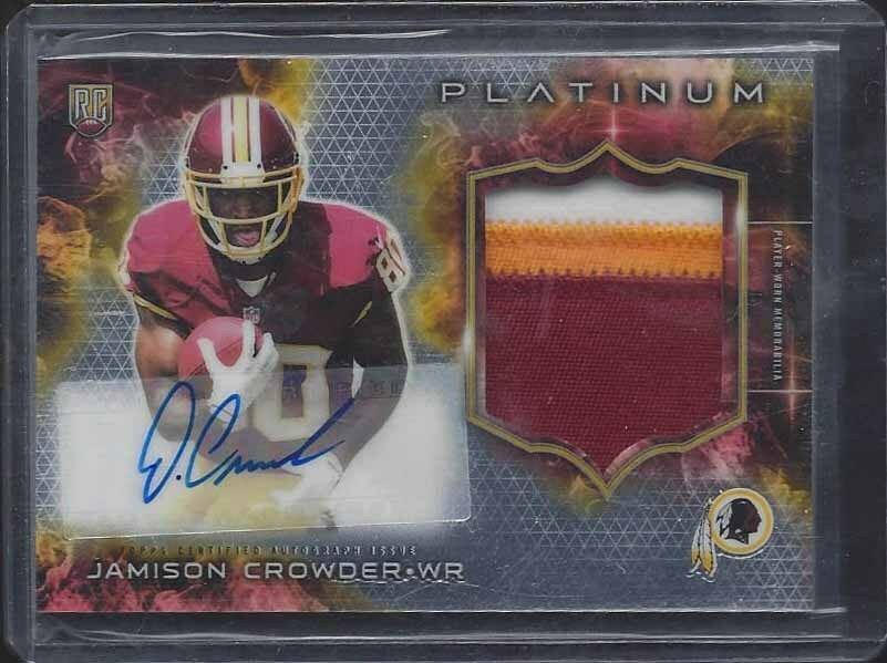 JAMISON CROWDER 2015 TOPPS PLATINUM RPA 3 COLOR JUMBO ROOKIE PATCH AUTO RC