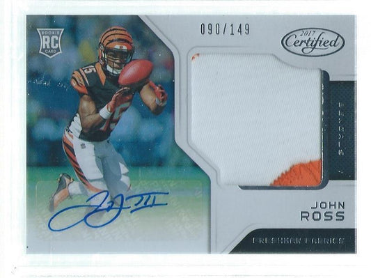 JOHN ROSS III 2017 PANINI CERTIFIED FRESHMAN 2 COLOR PATCH AUTO RC #D 90/149