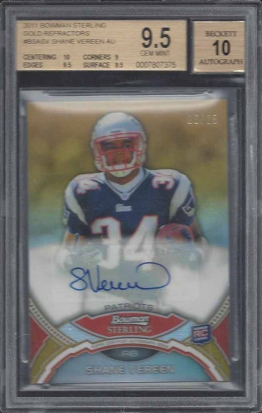 SHANE VEREEN 2011 BOWMAN STERLING GOLD REFRACTOR AUTO RC #D /25 BGS 9.5 w/ 10 AU