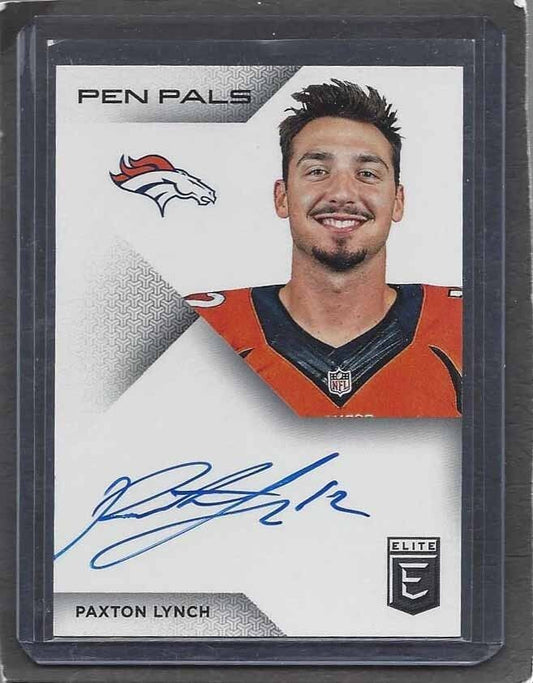PAXTON LYNCH 2016 ELITE PEN PALS BRONCOS ON CARD ROOKIE AUTO RC