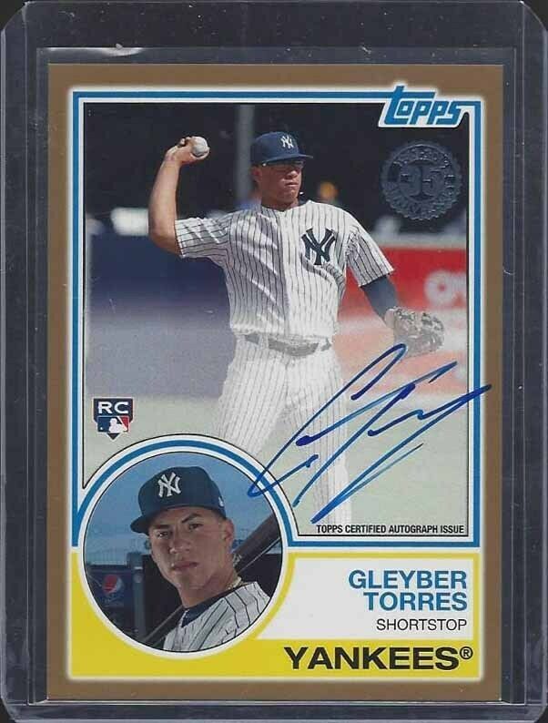GLEYBER TORRES 2018 TOPPS 1983 RETRO GOLD ON CARD YANKEES AUTO RC #D 41/50