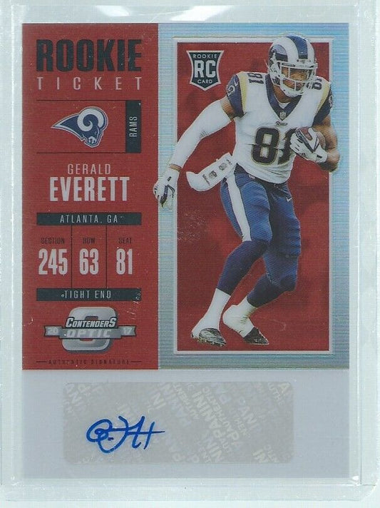 GERALD EVERETT 2017 CONTENDERS OPTIC ROOKIE TICKET AUTO RED HOLO RC #D 70/75