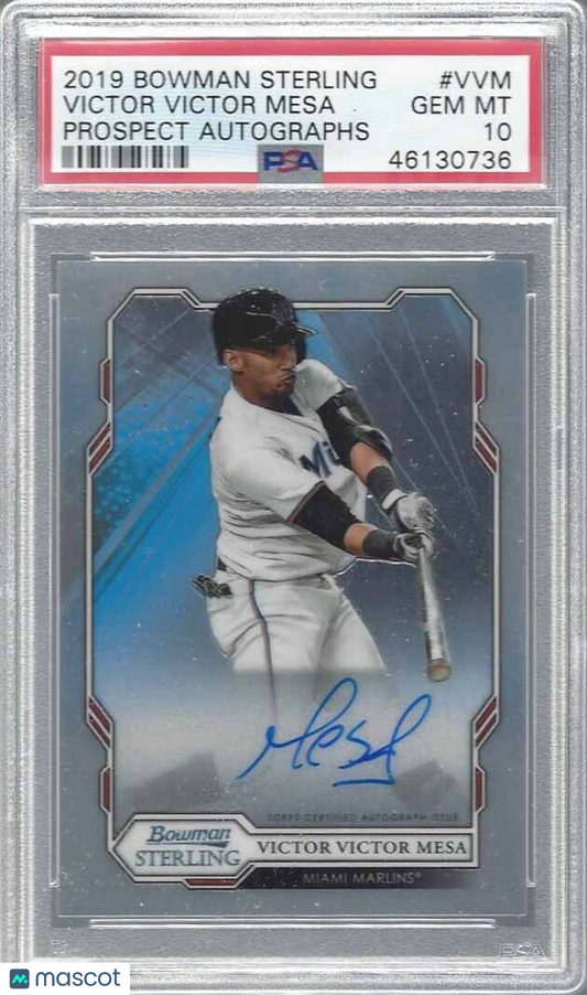 VICTOR VICTOR MESA 2019 BOWMAN STERLING PROSPECT ON CARD AUTO PSA 10 GEM POP 9