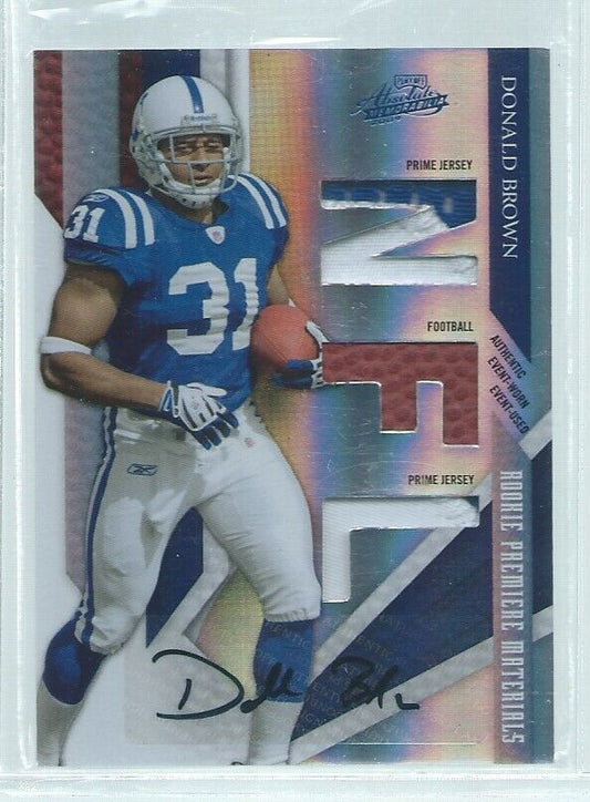 DONALD BROWN 2009 PANINI ABSOLUTE SPECTRUM TRIPLE PATCH AUTO RC #D 3/10