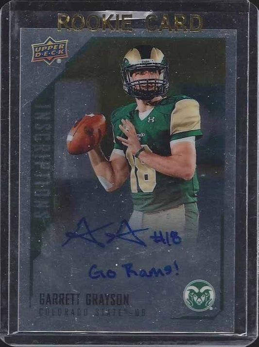 GARRETT GRAYSON 2015 UD INSCRIPTIONS INSRIBED "GO RAMS!" ON CARD ROOKIE AUTO RC