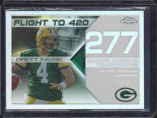 BRETT FAVRE 2008 TOPPS CHROME FLIGHT TO 420 WHITE REFRACTOR TD # 277 #D 23/100