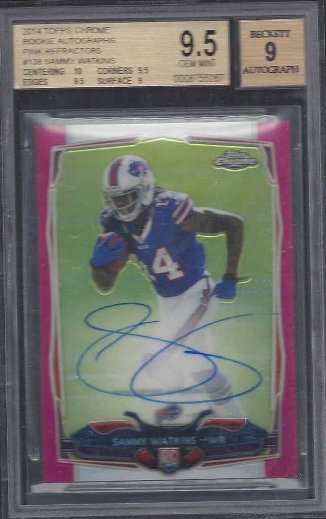 SAMMY WATKINS 2014 TOPPS CHROME PINK REFRACTOR ON CARD AUTO RC /75 BGS 9.5 GEM