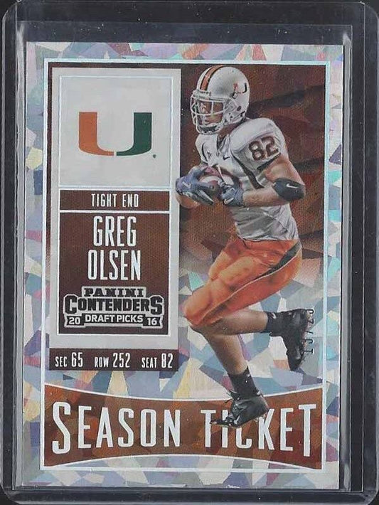 GREG OLSEN 2016 PANINI CONTENDERS DRAFT PICKS MIAMI CRACKED ICE #D 13/23