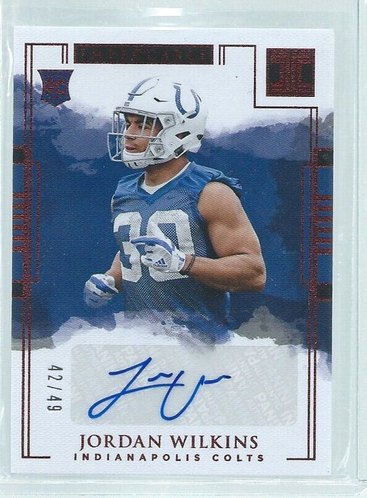 JORDAN WILKINS 2018 PANINI IMPECCABLE AUTO RED RC #D 42/49
