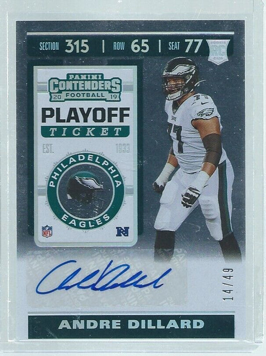 ANDRE DILLARD 2017 PANINI CONTENDERS PLAYOFF TICKET AUTO RC #D 14/49