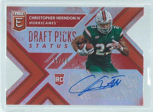 CHRISTOPHER HERNDON IV 2018 ELITE STATUS DIE CUT AUTO RED RC #D 46/49