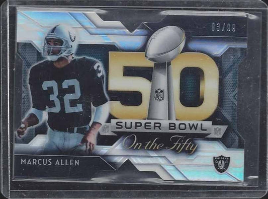 MARCUS ALLEN 2015 TOPPS CHROME SUPER BOWL 50 ON THE FIFTY DIE CUT REFRACTOR /99