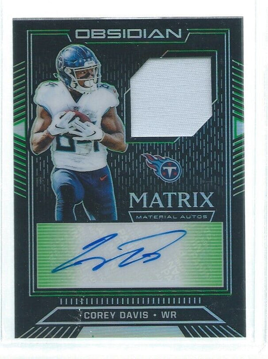 COREY DAVIS 2019 PANINI OBSIDIAN MATRIX JERSEY AUTO ELECTRIC ETCH GREEN #D 13/25