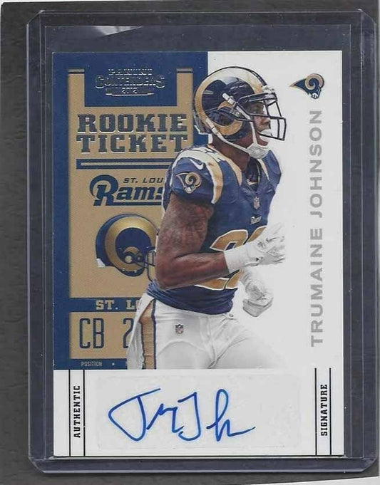 TRUMAINE JOHNSON 2012 PANINI CONTENDERS RAMS ROOKIE TICKET TRUE RC AUTO #193