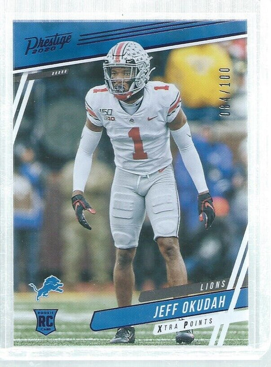JEFF OKUDAH 2020 PRESTIGE XTRA POINTS PURPLE ROOKIE RC #D 84/100